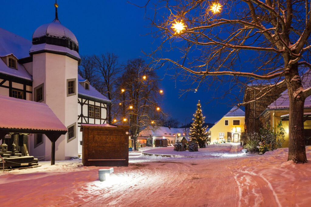 Hoflößnitz im Winter mit Schnee