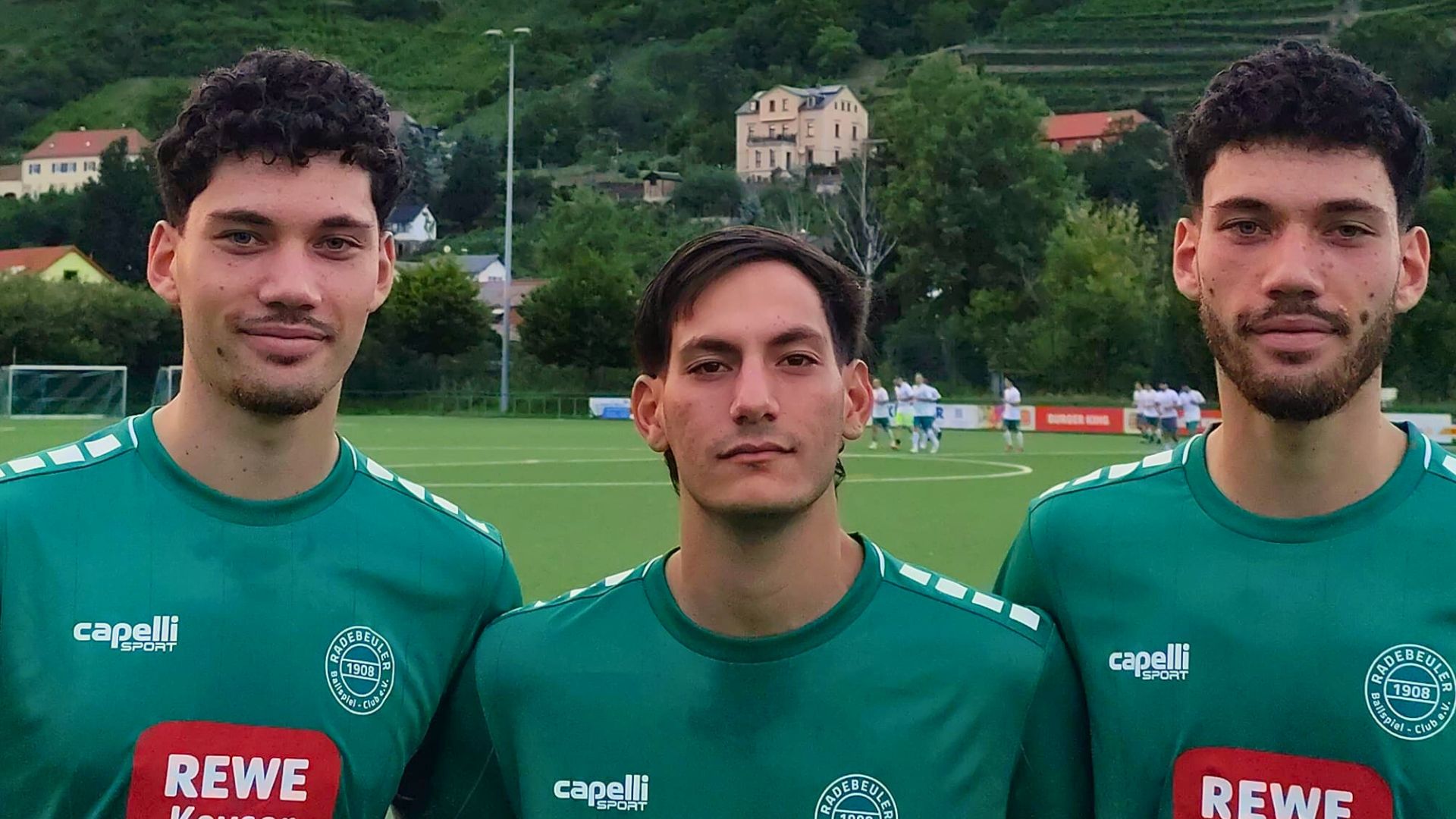 Radebeuler BC drei Neuzugänge links Max Keller, Fancesco de Nobrega Barbati