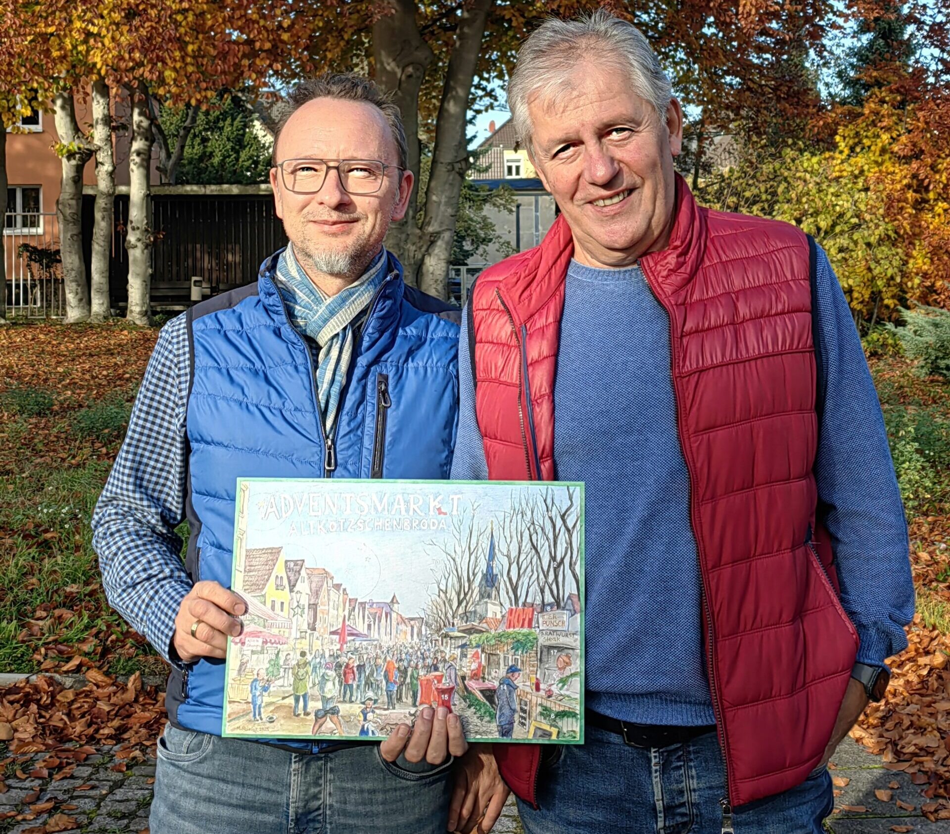 Daniel Schmidt und Dr. Kersten Kreutel sind das Kalenderteam des Lions Clubs Radebeul.