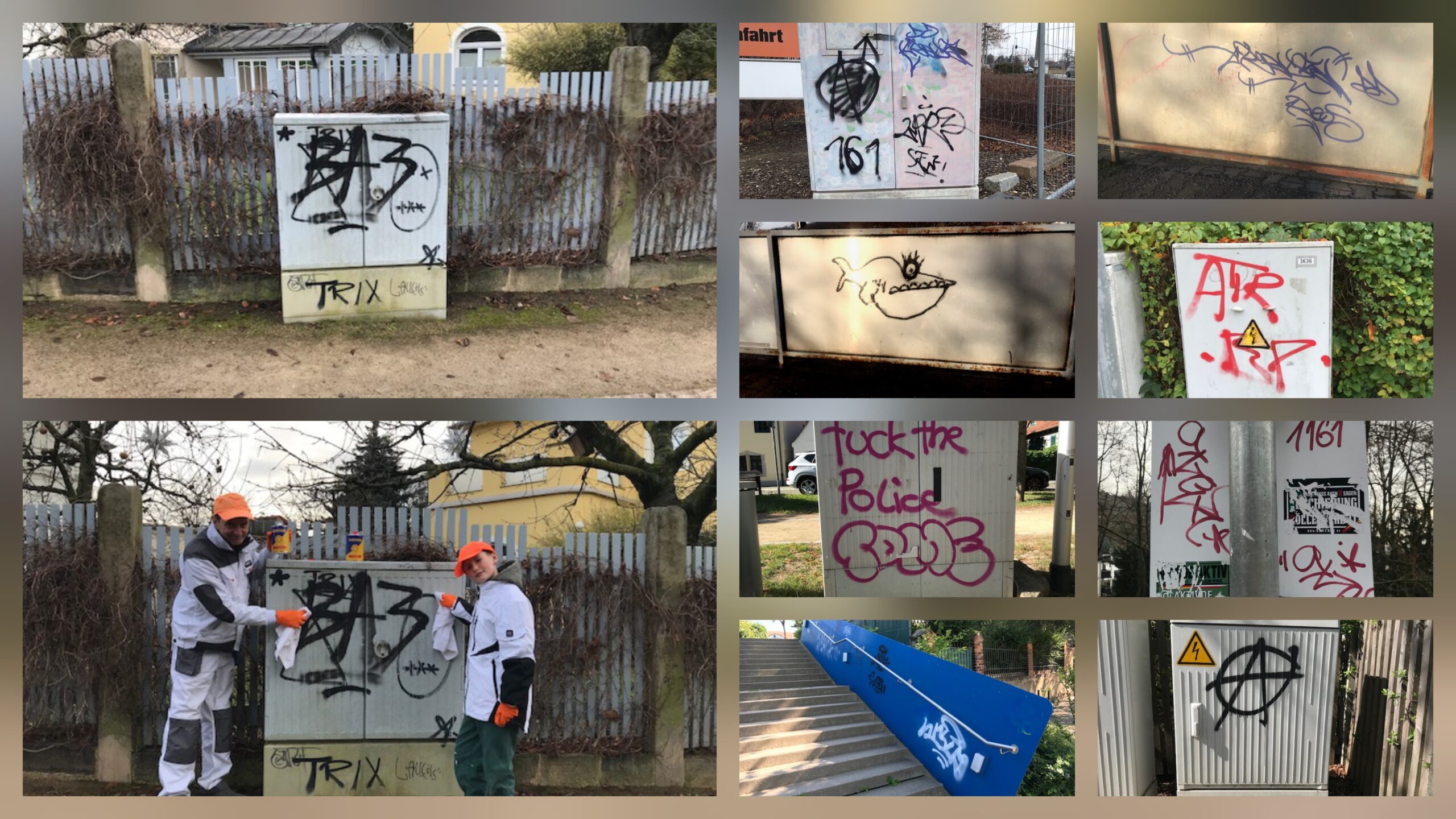 Ist das Kunst oder schwimmt das weg? Der Fisch von Radebeul und die Graffiti-Jäger. Fotos: BI