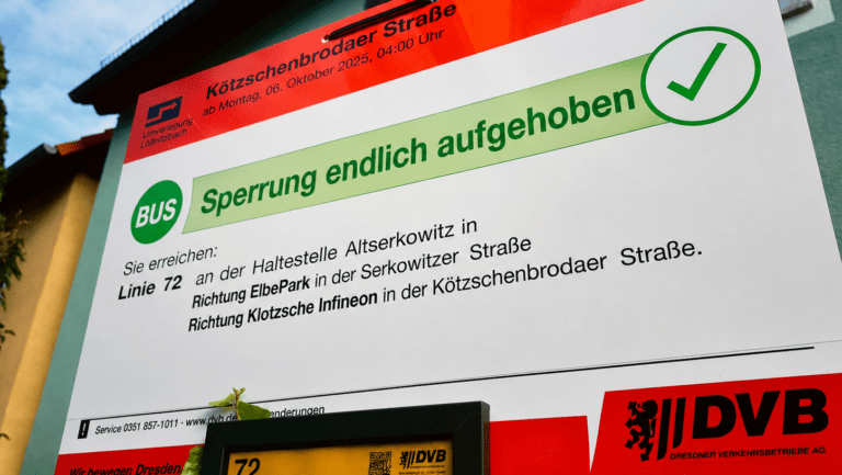 Die Buslinie 475 der VGM verkehrt ab dem 14.05.2026 wieder regulär, die Buslinie 72 der DVB ab dem 18.05.