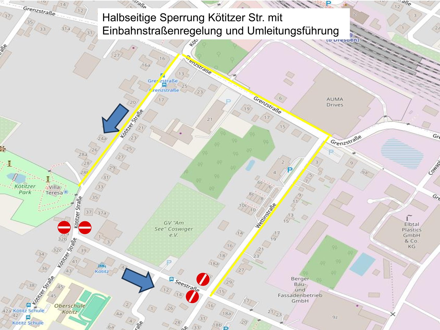 Sperrung Seestraße Coswig