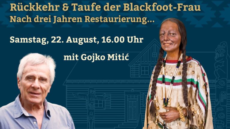 Nach drei Jahren Restaurierung kehrt die Blackfoot-Frau ins Karl-May-Museum zurück. Gojko Mitić übernimmt Namensweihe, Talk und Filmabend. Foto © KMM