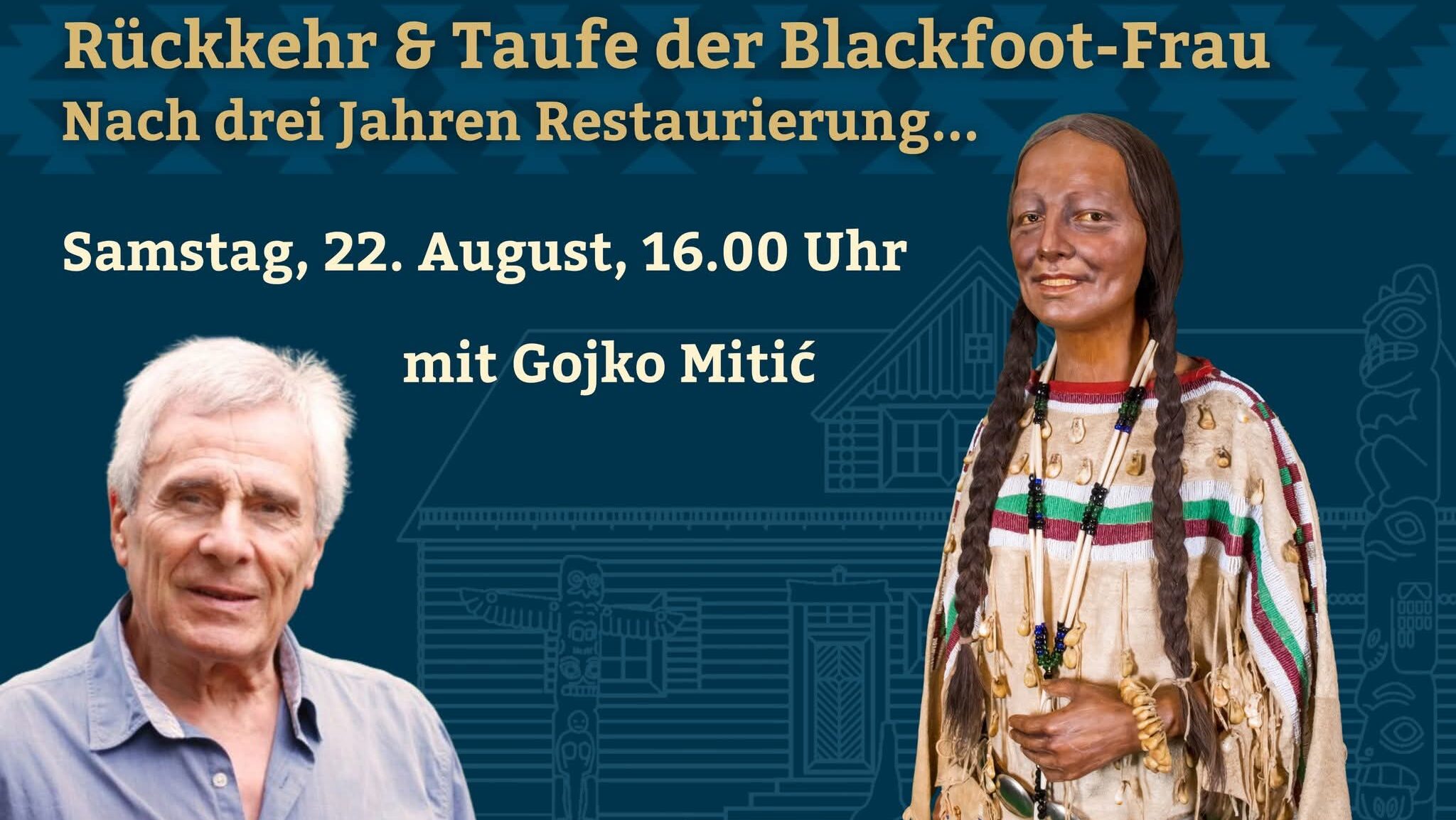 Nach drei Jahren Restaurierung kehrt die Blackfoot-Frau ins Karl-May-Museum zurück. Gojko Mitić übernimmt Namensweihe, Talk und Filmabend. Foto © KMM