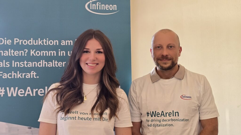 Infineon: Felix Krackau, Recruiter und Cora Sophie, Werksstudentin. Foto © Branczeisz