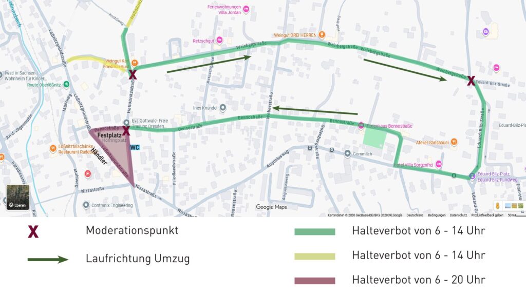 Das ist die Route vom Winzerzug.