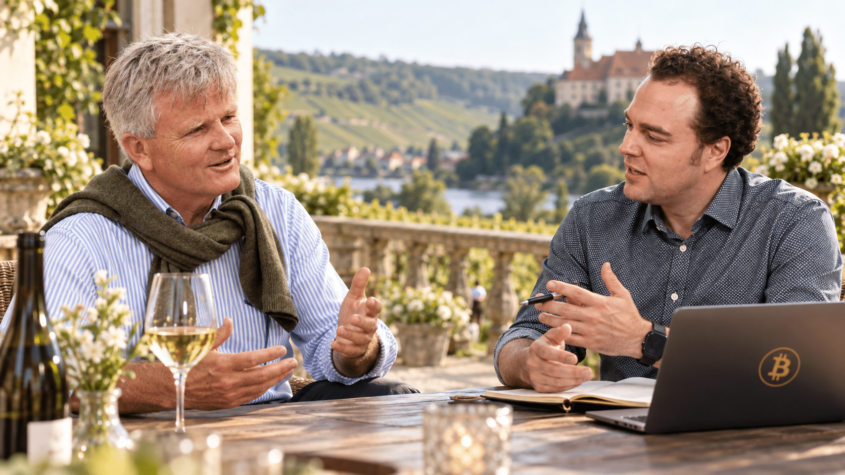 Bitcoin trifft Winzer: Georg Prinz zur Lippe und Friedemann Brenneis diskutieren am 27. Oktober in Radebeul über Geld, Wein und Werte. @VHS